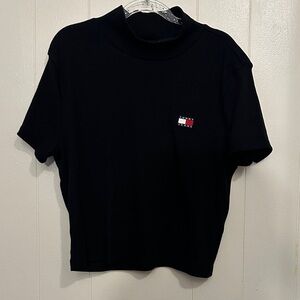 Vintage Tommy Jeans Black  Short Sleeve Turtleneck Top